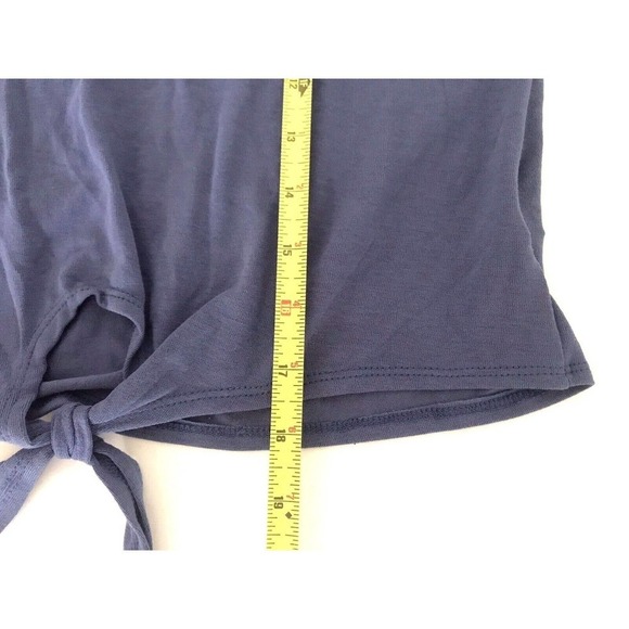 Anthropologie | Purple Snow Cut Out Top Womens S Blue Short Sleeves Tie - Picture 9 of 11